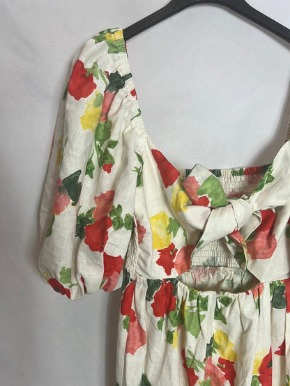 SEZANE. Vestido largo flores T.36