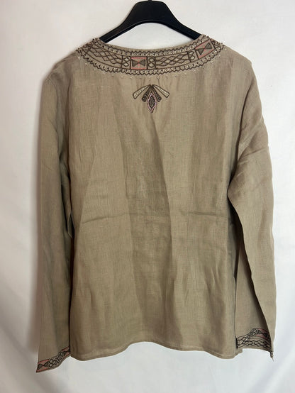 ZARA. Blusa beige lino T.l (TARA)