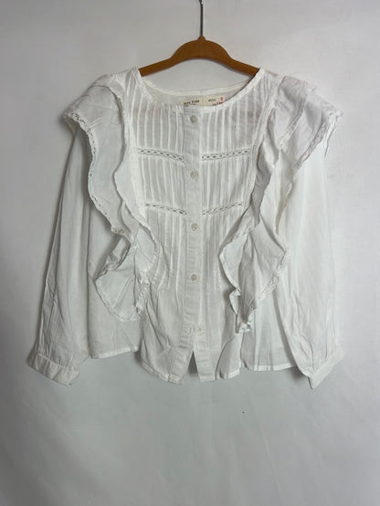 ZARA. Blusa blanca niña volantes. T 5 años