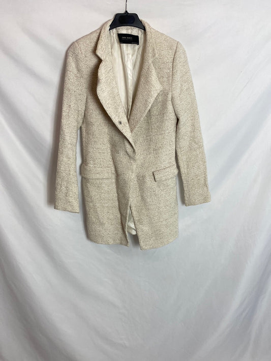 ZARA. Abrigo beige tweed. T.S