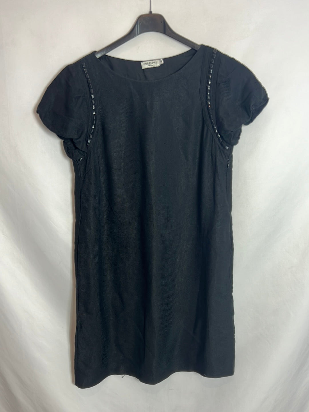 CORTEFIEL. Vestido negro textura T.M