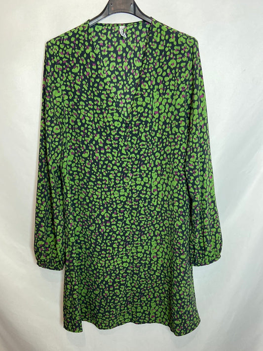 MANGO. Vestido animal print verde. T.S