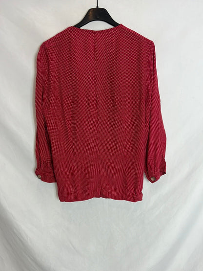 MANGO. Blusa roja mini lunares. T M