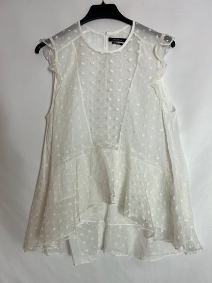 ISABEL MARANT. Top seda semitransparente blanco. T 36