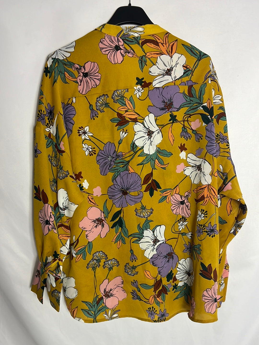 MULAYA. Blusa mostaza fluida flores. T S