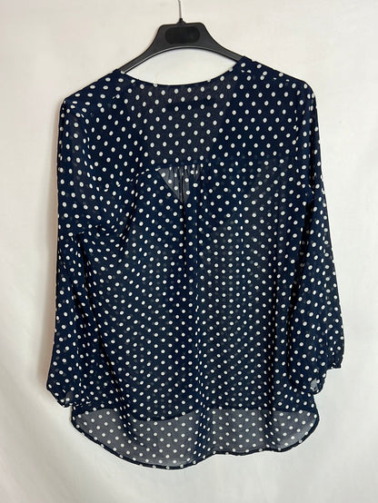 ZARA. Blusa azul lunares fluida. T XS