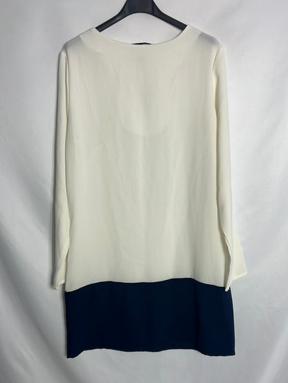 LEFTIES. Vestido bicolor blanco y azul. T L