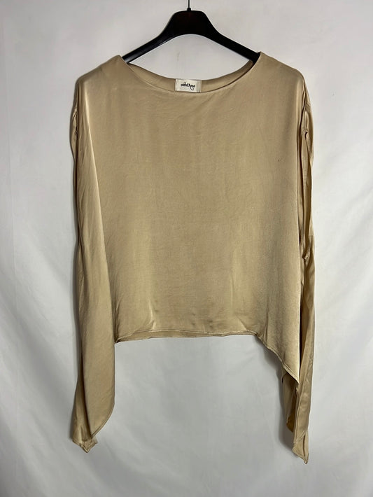 OTTOD´AME. Tops satinado asimétrico beige. T S