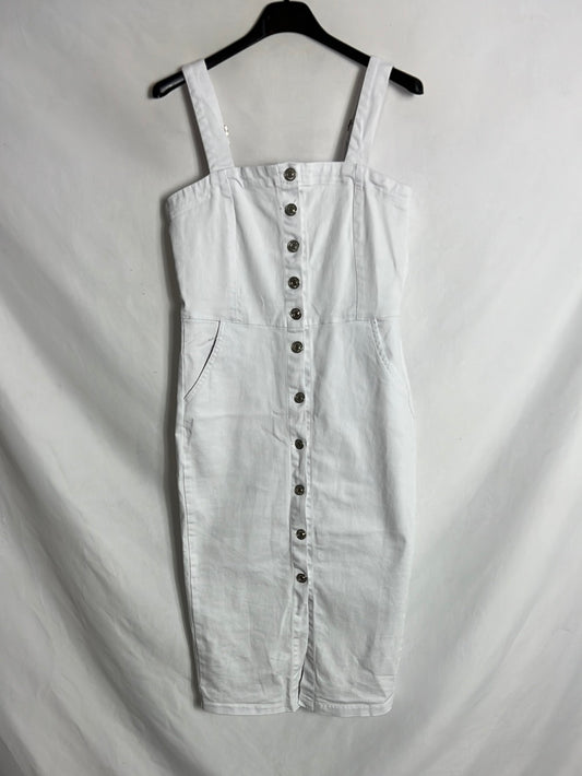 MOSNOVA. Vestido denim blanco abotonado. T S