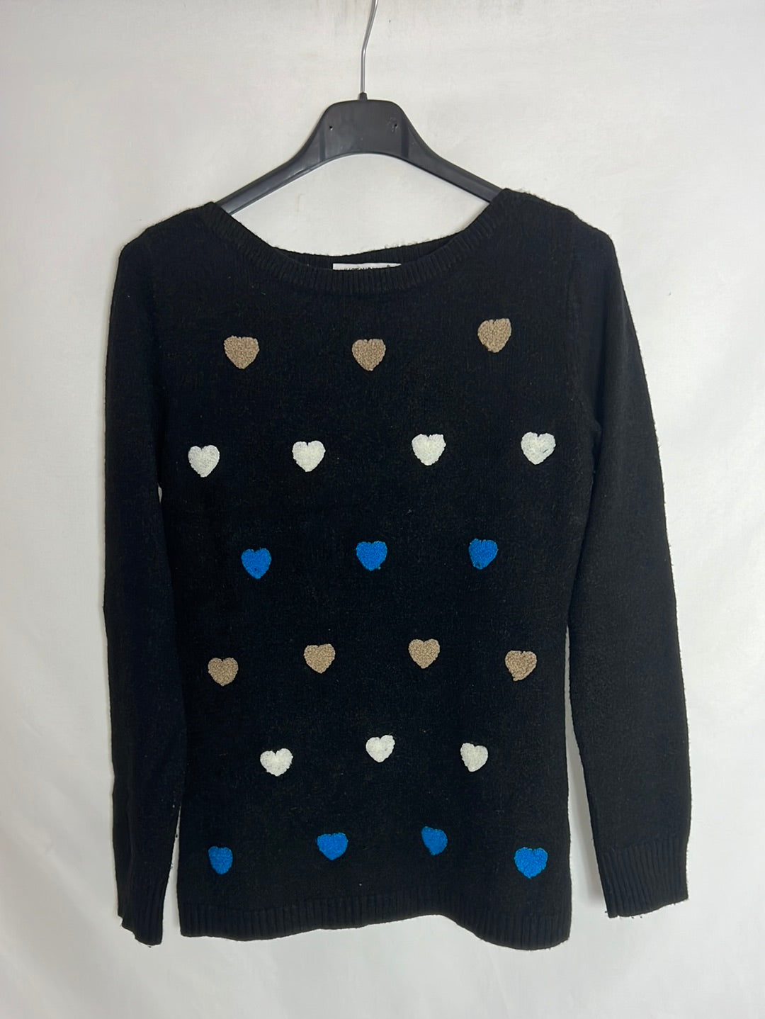 JUST WOMAN. Jersey negro corazones T.S/M