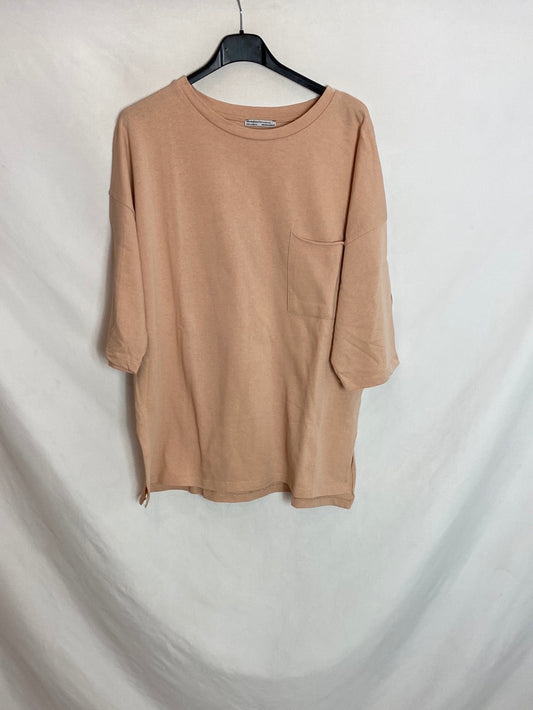 ZARA. Camiseta rosa oversized T.m