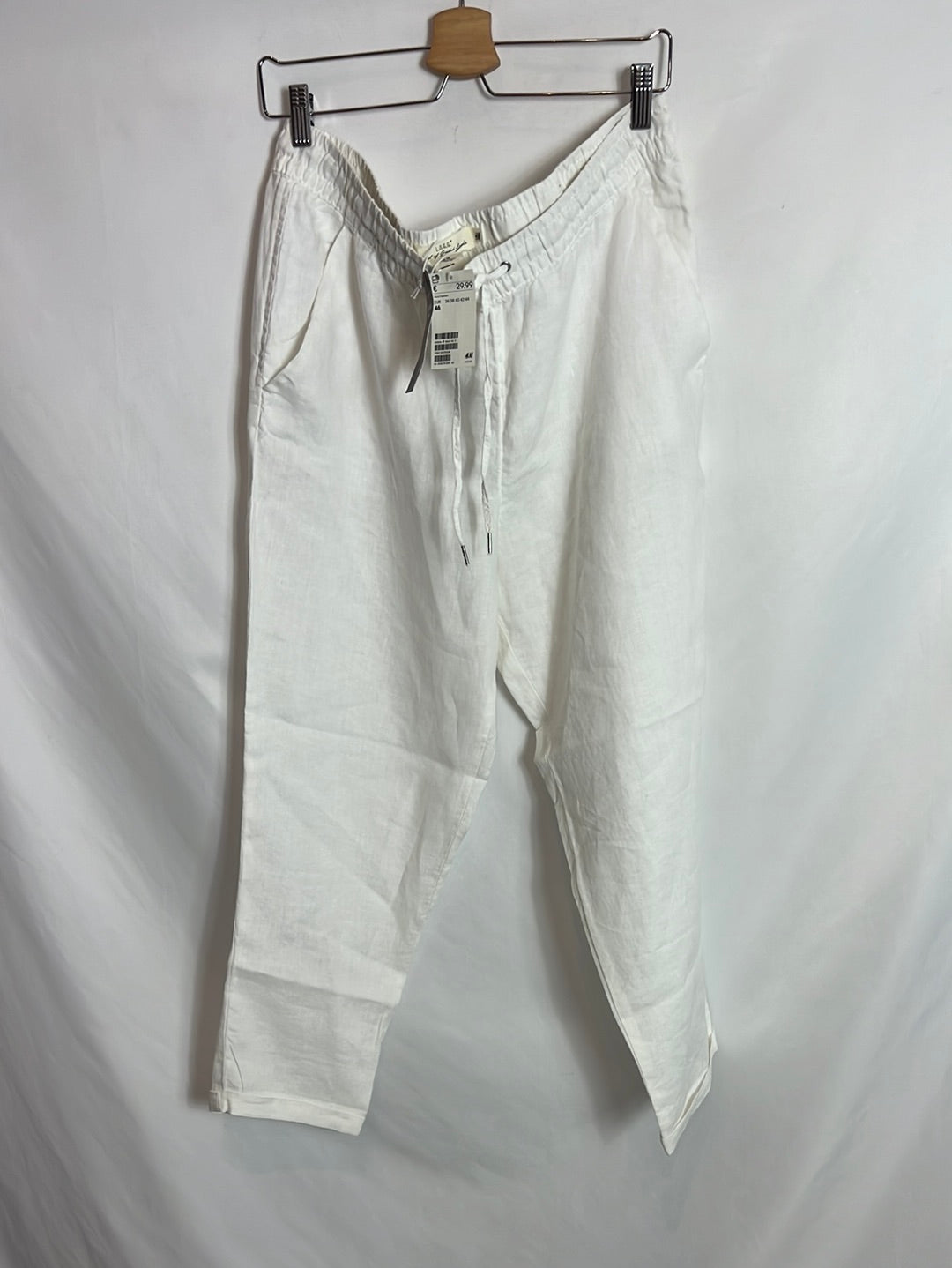 H&M. Pantalón lino blanco roto.T 46