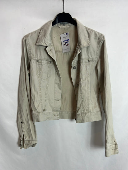 NAF NAF. Chaqueta denim beige. T S