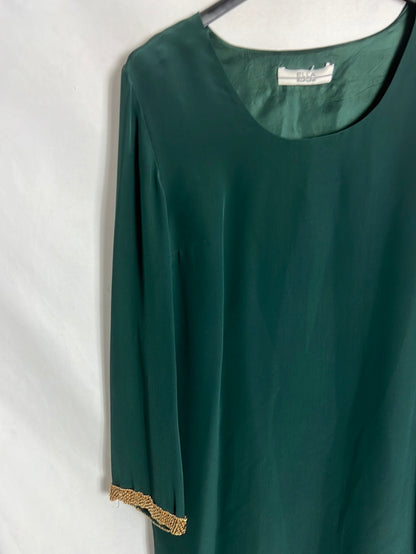 ELLA LUNA. Vestido corto seda verde. T S