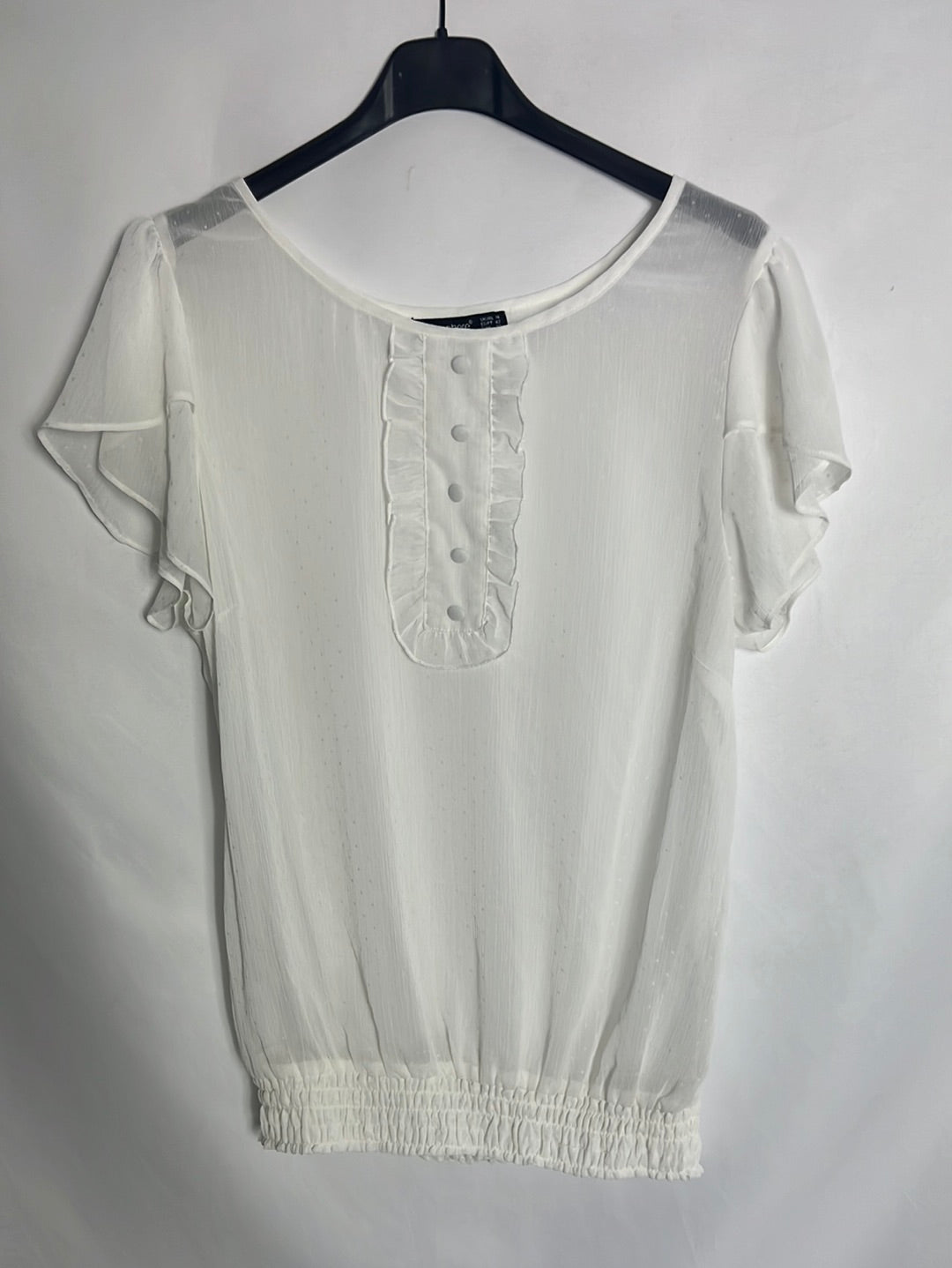 PRIMARK. Blusa blanca plumeti. T 42