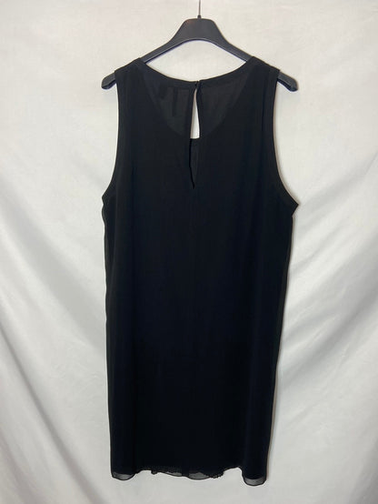 MANGO. Vestido corto negro plisado T.X