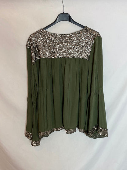 OTRAS. Sobrecamisa verde lentejuelas T.u(s)