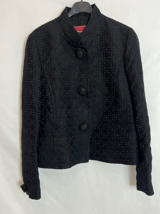 GEORGES RECH. Chaqueta negra estilo vintage botones abalorios. T 46