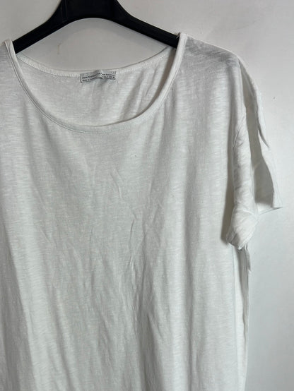 ZARA. Vestido midi blanco tejido camiseta. T S