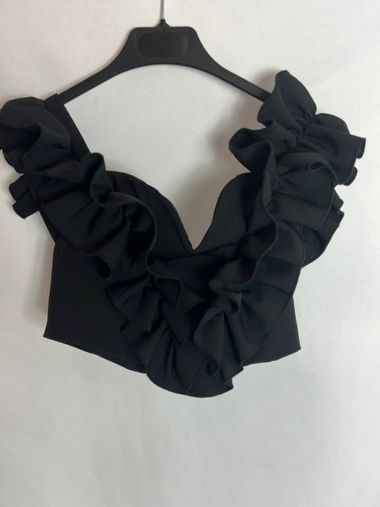 DANITY.Croptop negro volantes T.s