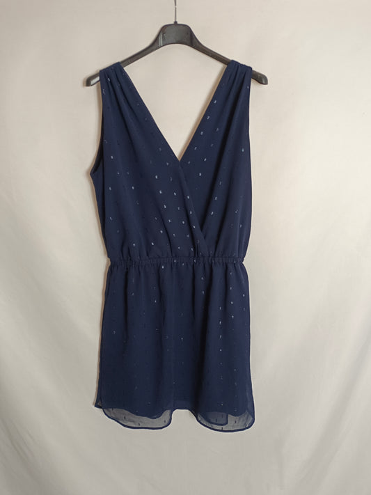 MANGO. Vestido azul plumeti brillo T.s