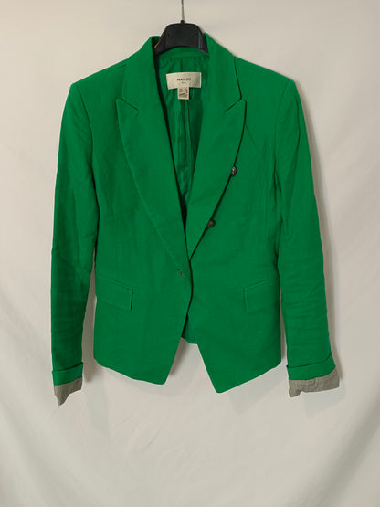 MANGO. Blazer verde cruzado T.m