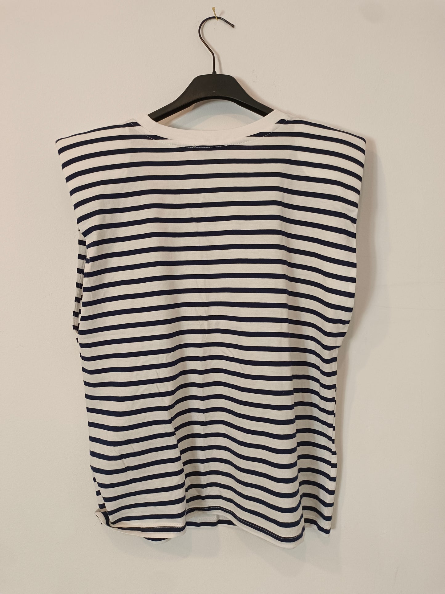 ZARA. Camiseta rayas hombreras T.s