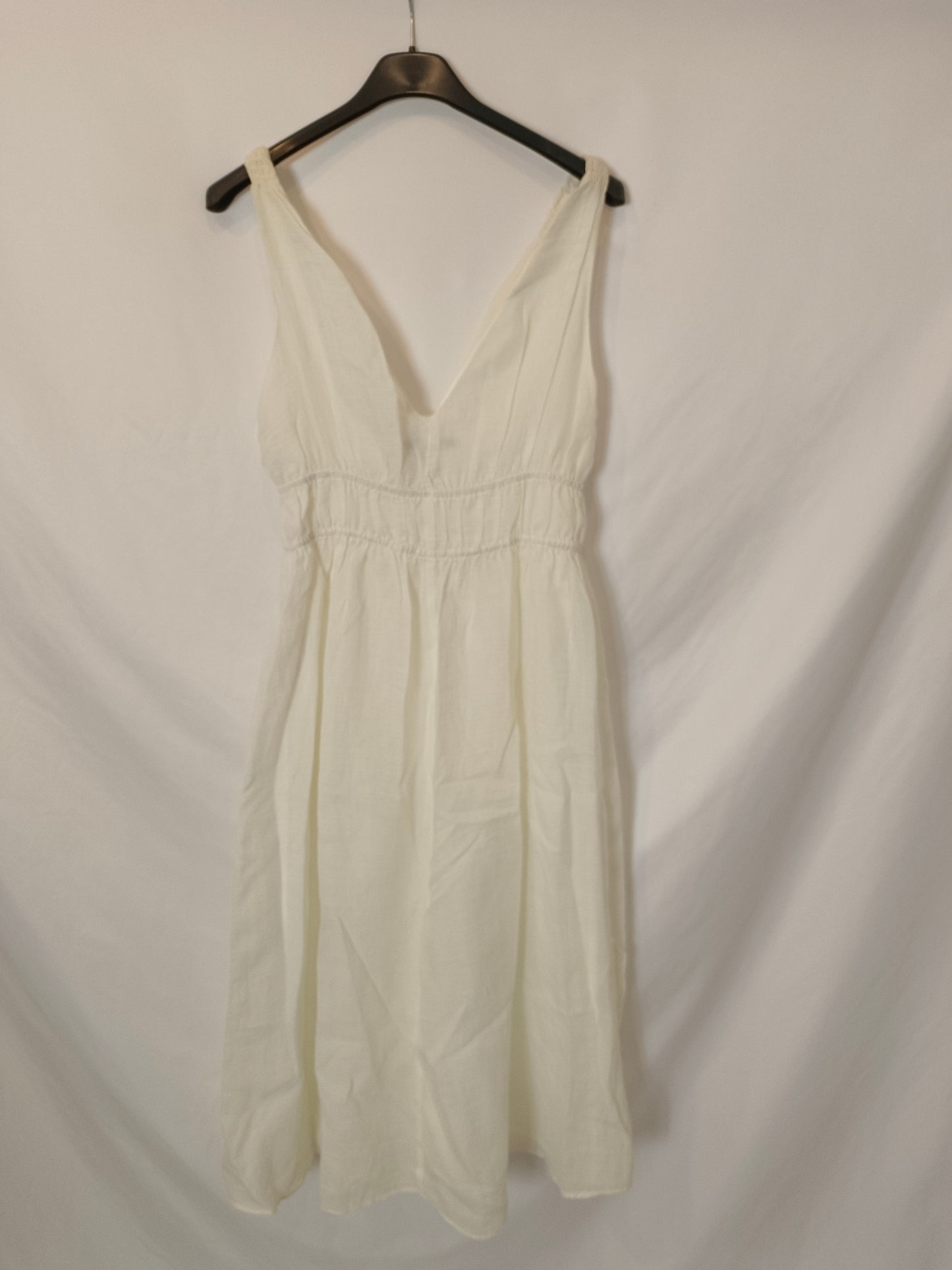 ZARA. Vestido blanco textura rayas T.xs