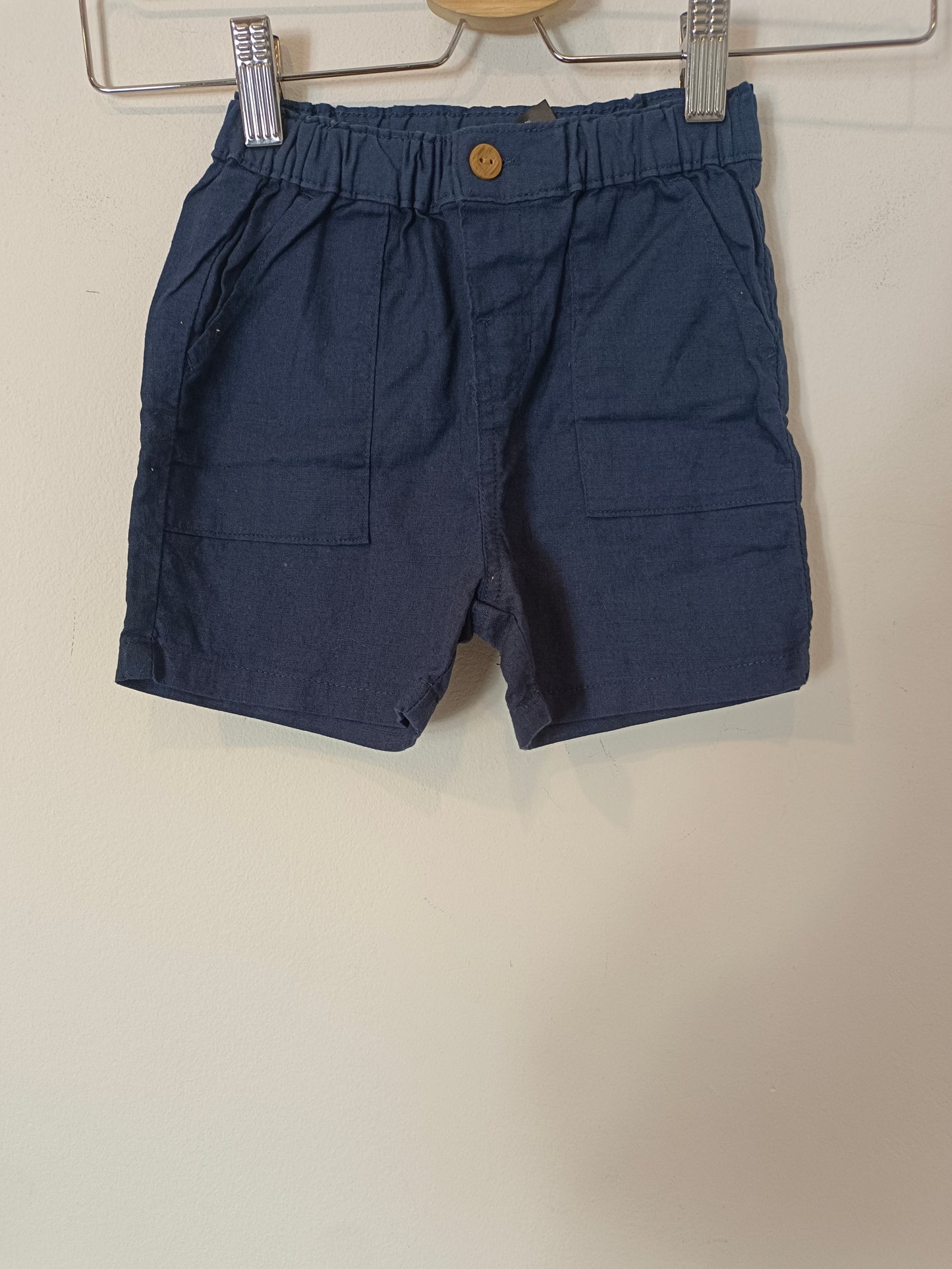 H&M. Pantalón azul algodón T.9-12 meses