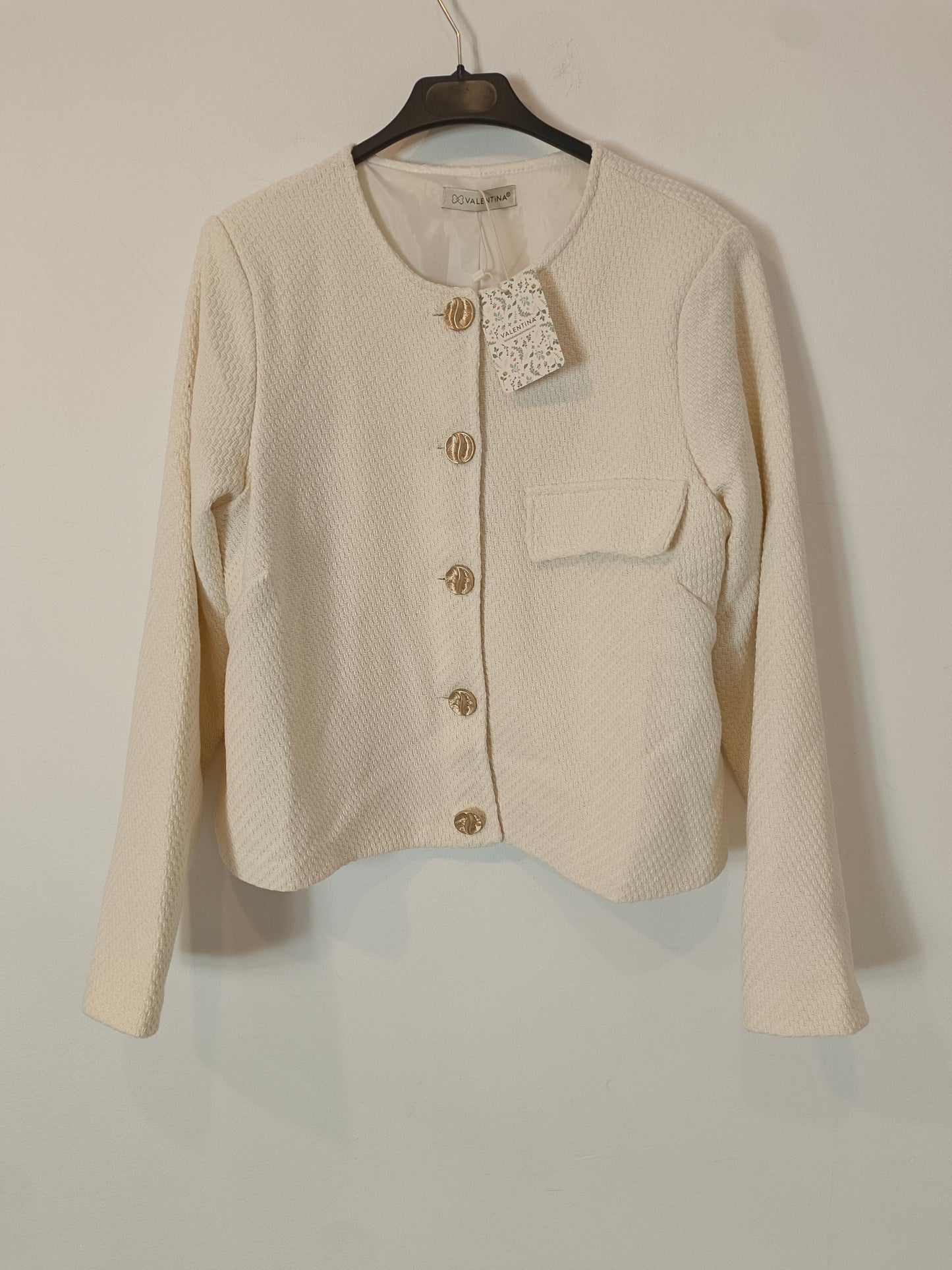 VALENTINA. Chaqueta beige textura botones T.xl