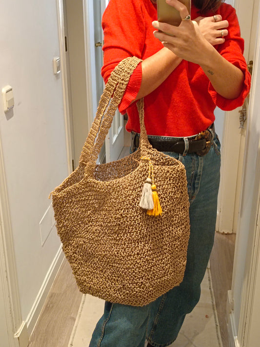 Bolso rafia beige