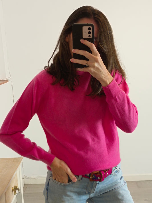 EL CORTE INGLÉS. Jersey fucsia cashmere. T 40 ( S/M)