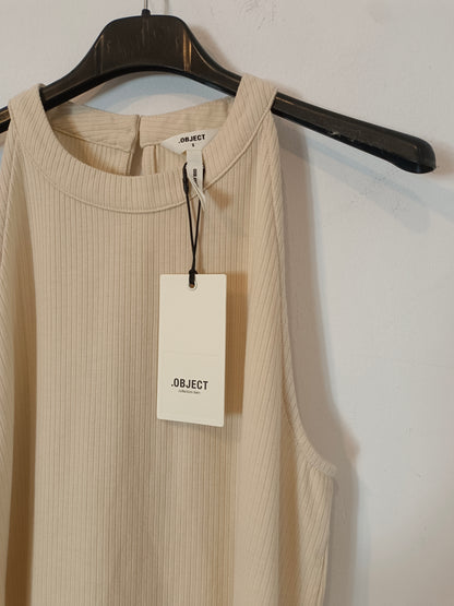 OBJECT. Top beige canalé T.s