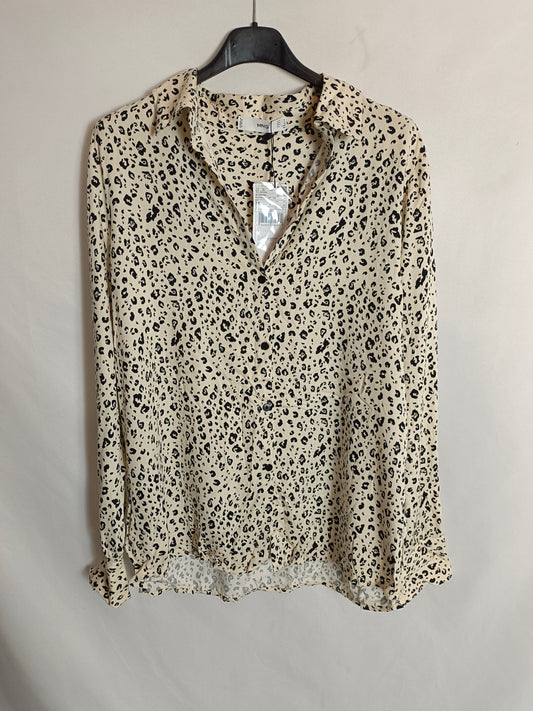 MANGO. Blusa beige print T.m