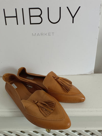 FRAMBUA. mocasines camel piel  T.39