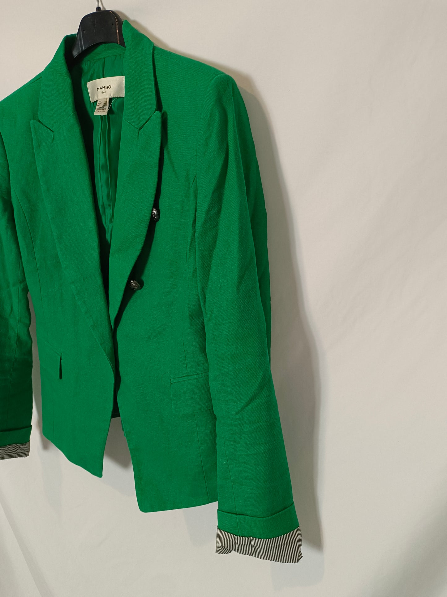 MANGO. Blazer verde cruzado T.m