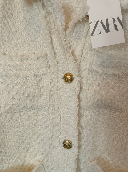 ZARA. Chaleco blanco tweed T.s