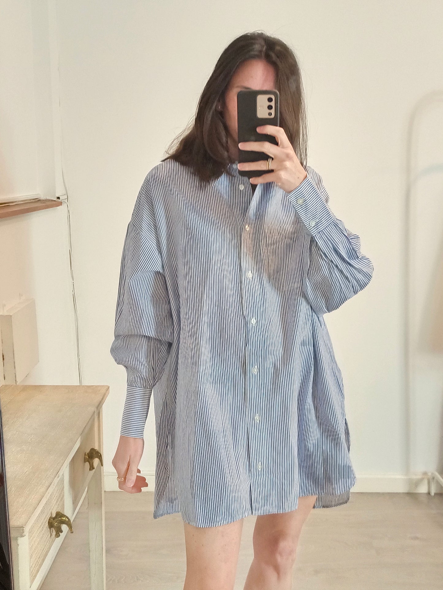 STRADIVARIUS. Vestido corto oversized rayas T.s