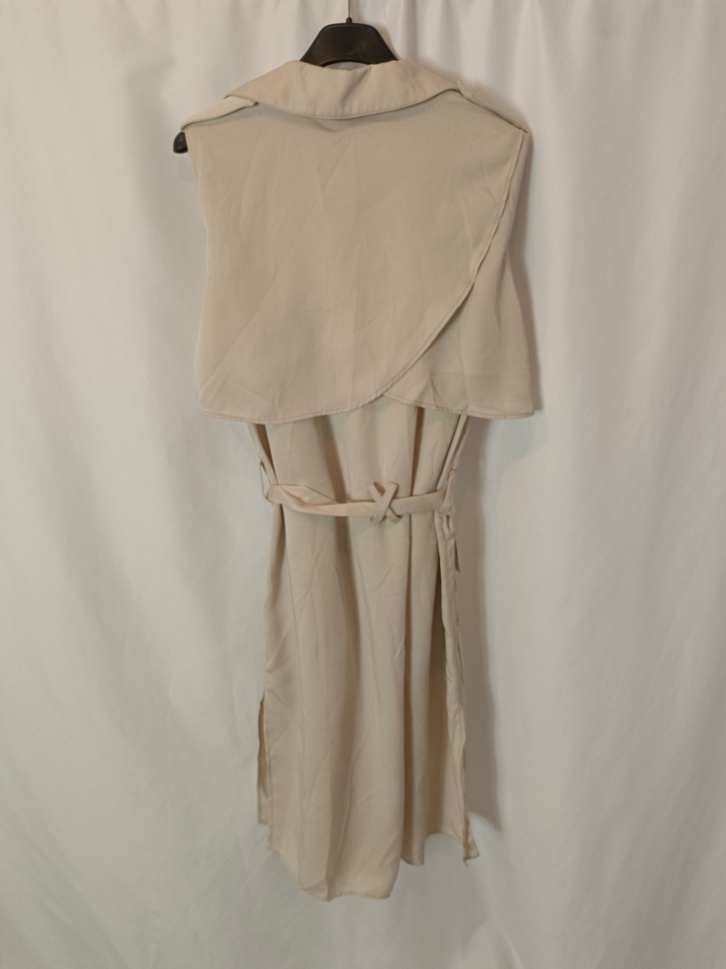 ZARA. Chaleco beige fluido bolsillos. T S