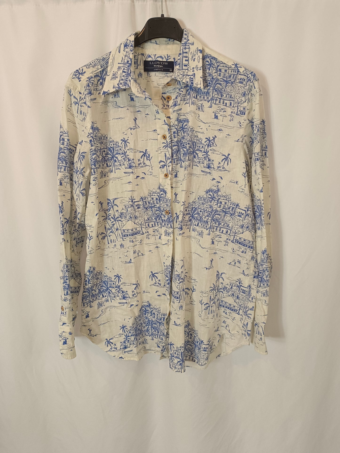 LLOYD'S. Blusa blanca estampada T.38