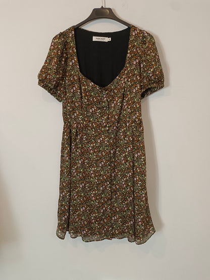 NAF NAF. Vestido corto fluido flores. T 38