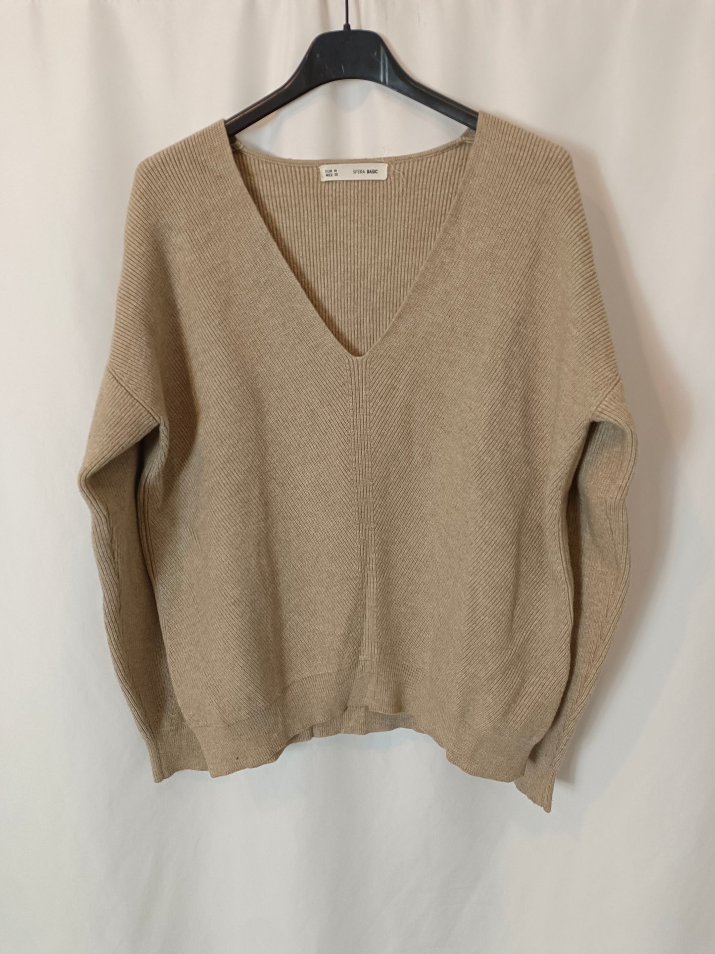 SFERA. Jersey beige canalé T.m