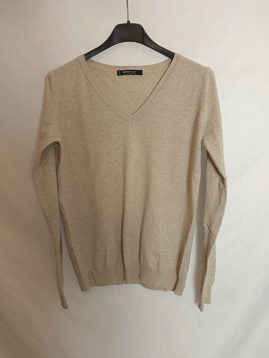 MANGO. Jersey básico beige T.s