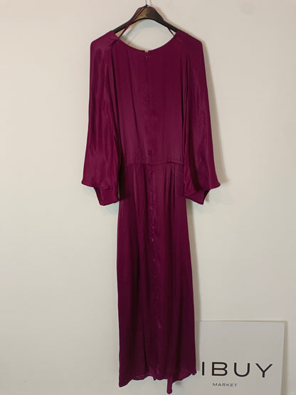 ZARA. Vestido midi burdeos satinado  T.xl