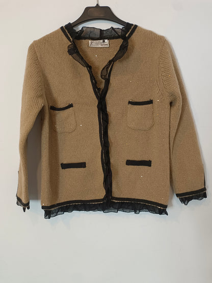 TINTORETTO. Chaqueta punto beige lentejuelas T.m