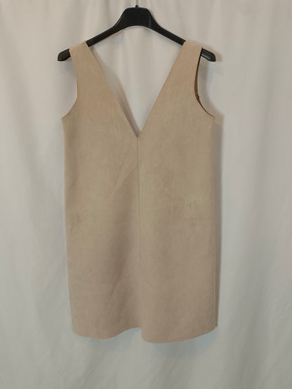 ZARA. vestido beige antelina T.s