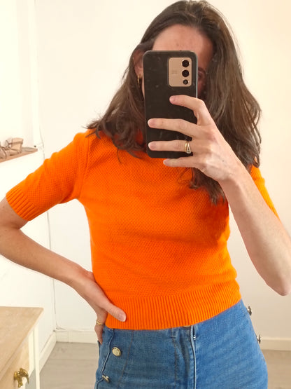 ZARA. Top punto naranja T.s