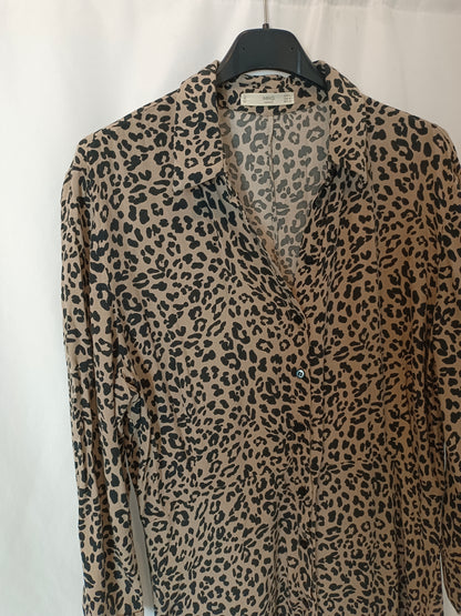 MANGO. Vestido largo animal print T.l