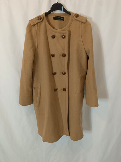 ZARA. abrigo beige paño  T.m