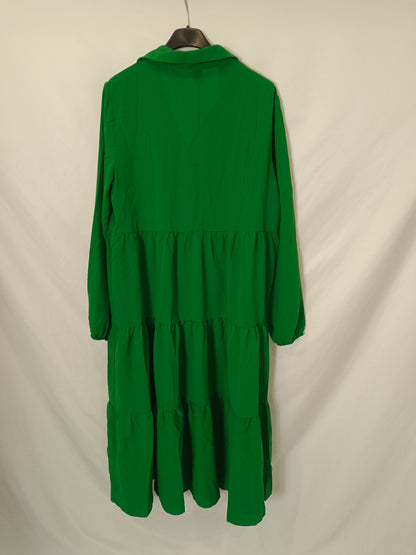 SHEIN. Vestido midi verde T.m